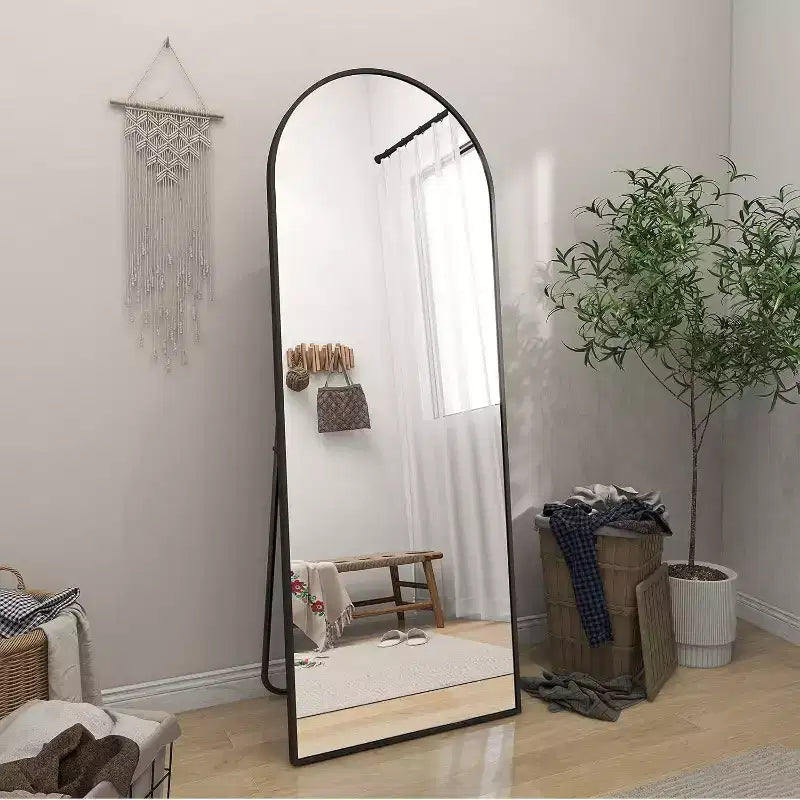 Miroirs muraux à suspendre ou à poser, avec plateau arqué, miroir pleine longueur