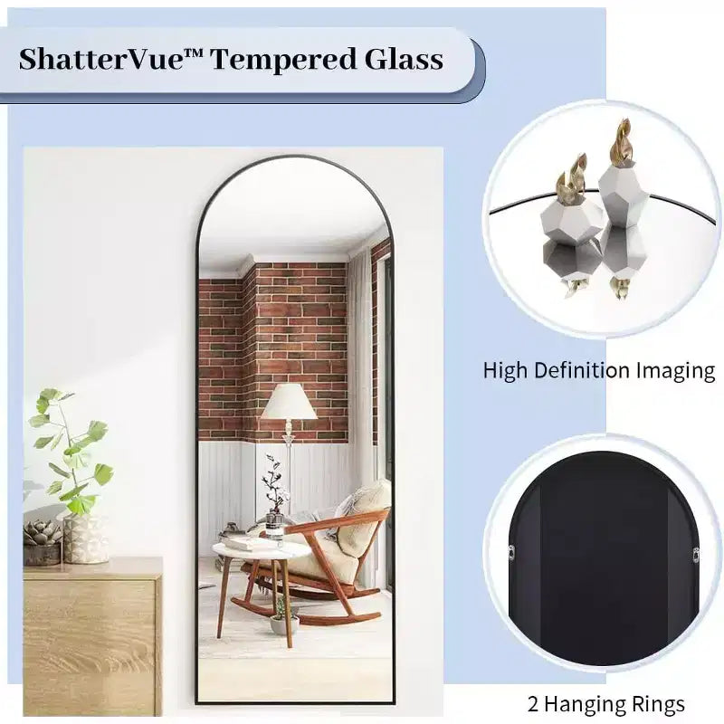 Miroirs muraux à suspendre ou à poser, avec plateau arqué, miroir pleine longueur