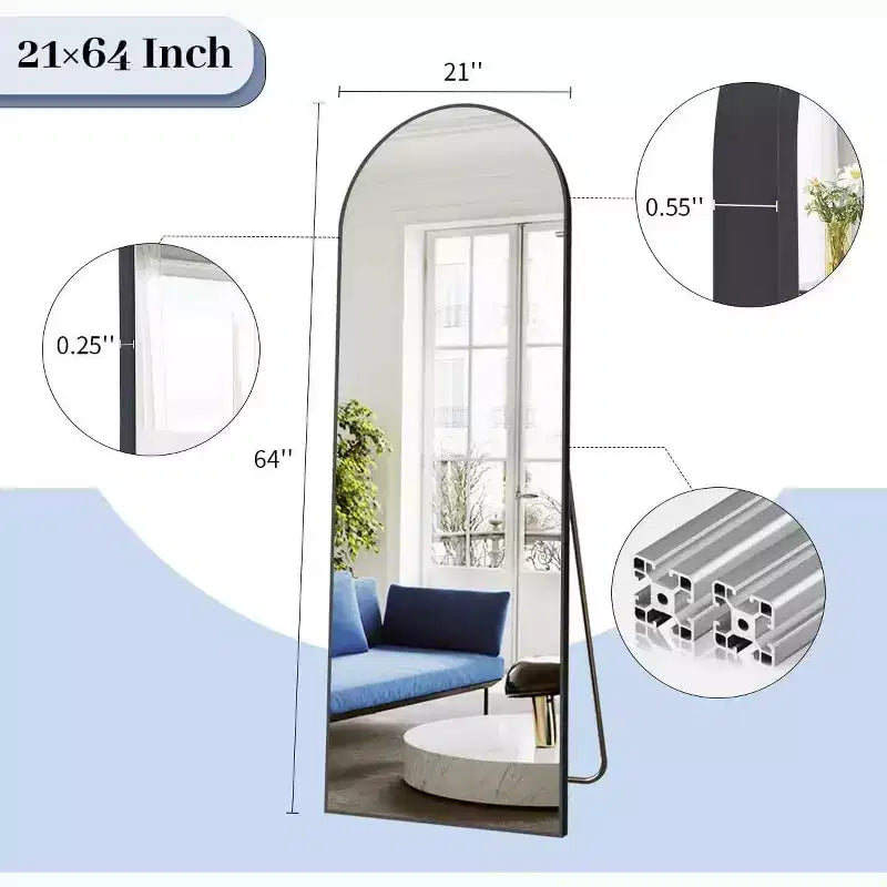 Miroirs muraux à suspendre ou à poser, avec plateau arqué, miroir pleine longueur