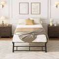 Twin Pop Up Trundle Bed Frame with Lockable Casters;Foldable Metal Platform