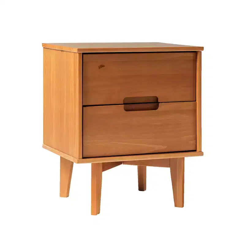 Table de chevet à 2 tiroirs en bois massif, style Mid-Century Modern
