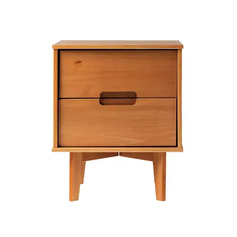 Table de chevet à 2 tiroirs en bois massif, style Mid-Century Modern