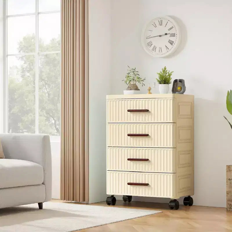 Plastic Drawer Storage On Wheels; Multifunctional Drawer Storage; Pull Out Storage Bins; Easy Assembly; for Bedroom; Office; Living Room