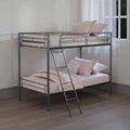 Royal Hampton Twin Over Twin Bunk Bed; White Metal Frame; Attached Angled Ladder