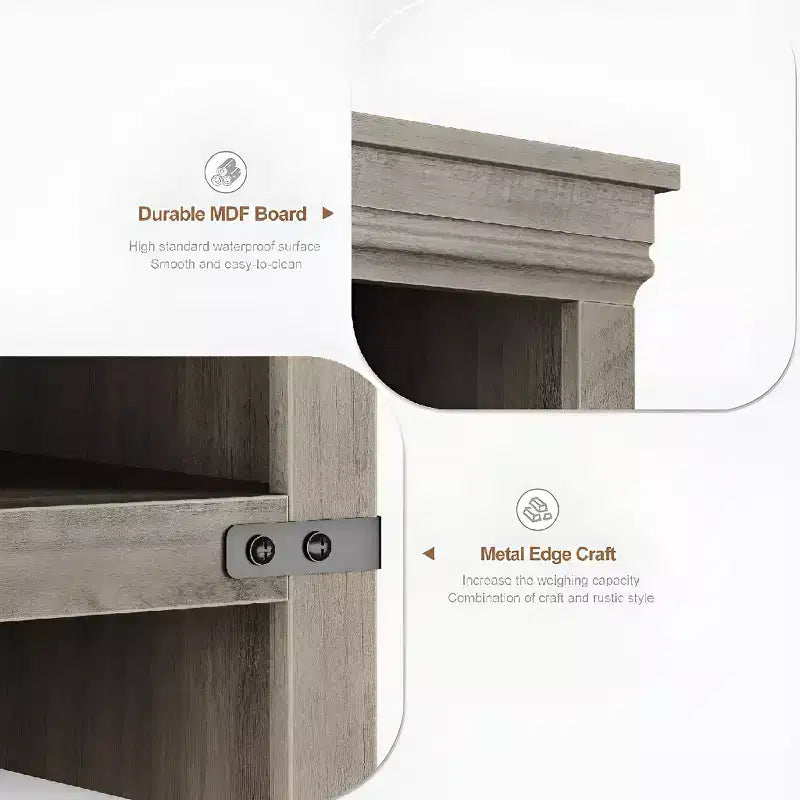 Bibliothèque à 5 étagères avec armoire de rangement ; étagère en bois rustique