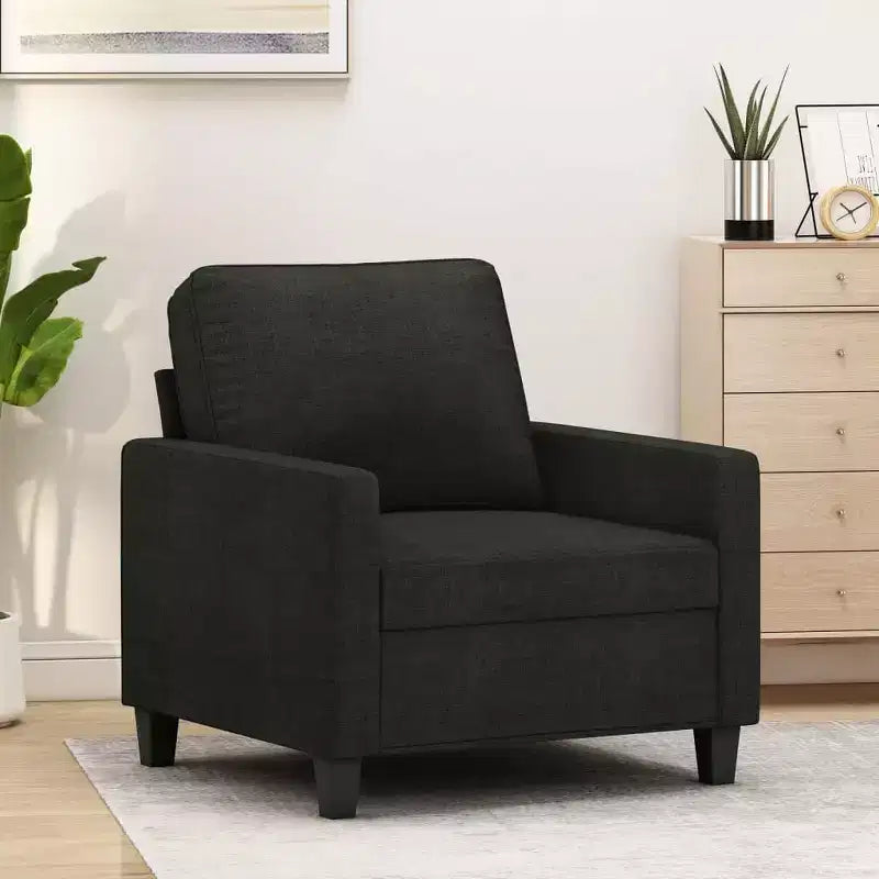 Fauteuil canapé rembourré de salon, confort en tissu gris foncé
