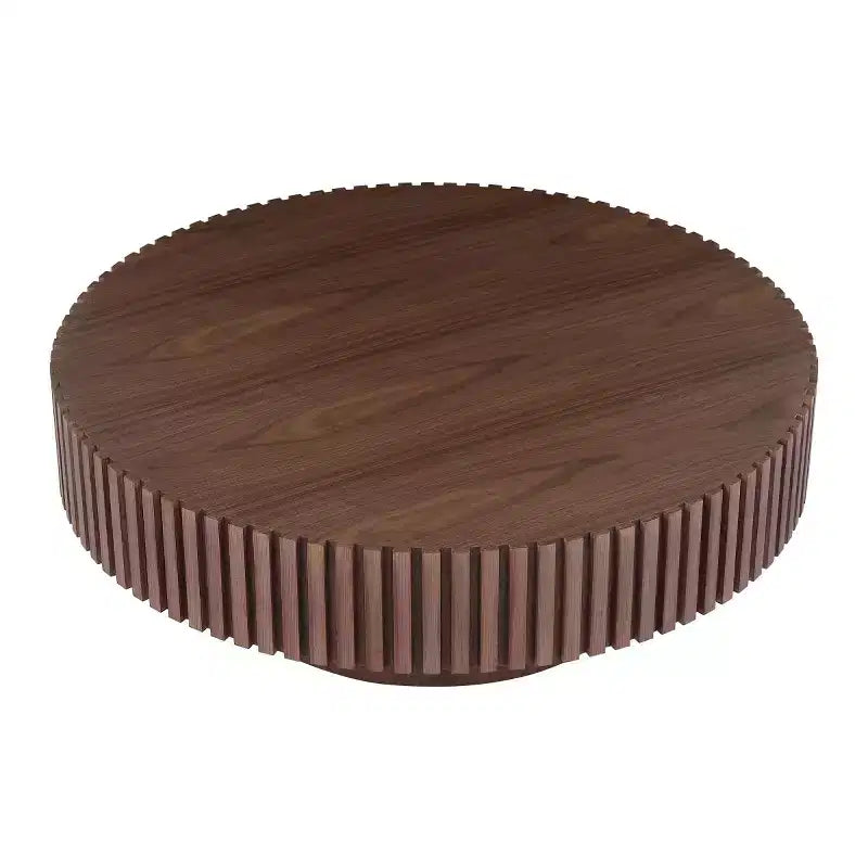 Table Basse Ronde Moderne en Bois MDF Faite à la Main, Table Tambour