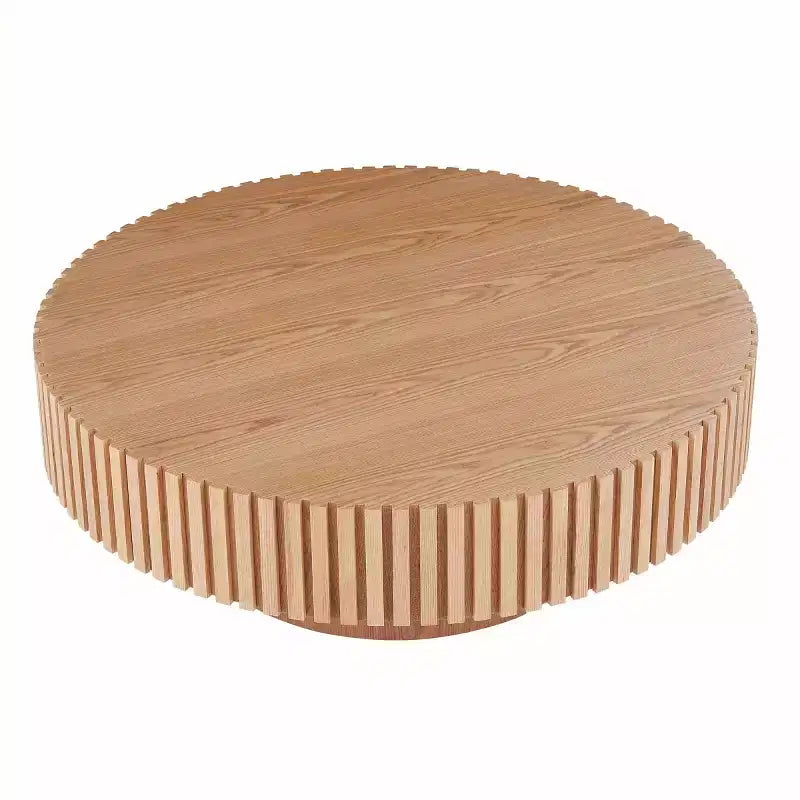 Table Basse Ronde Moderne en Bois MDF Faite à la Main, Table Tambour