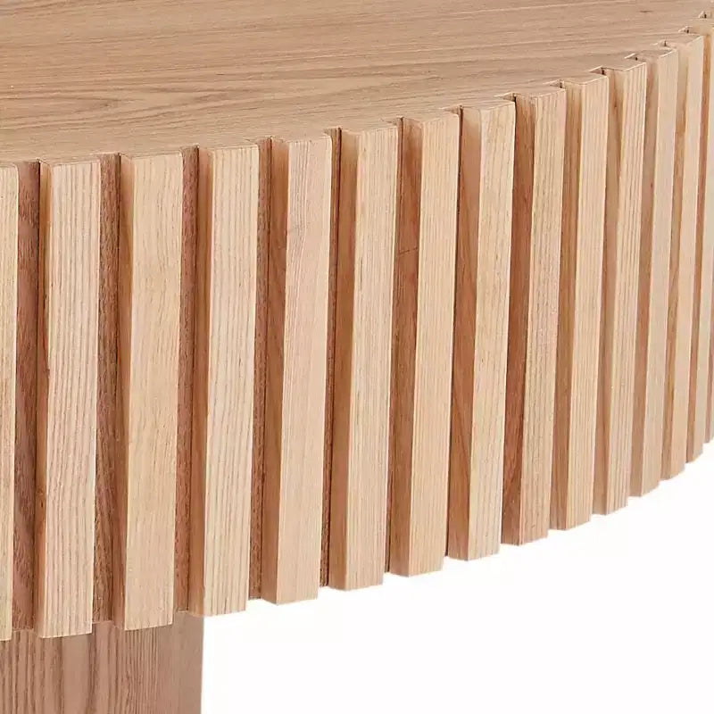Table Basse Ronde Moderne en Bois MDF Faite à la Main, Table Tambour