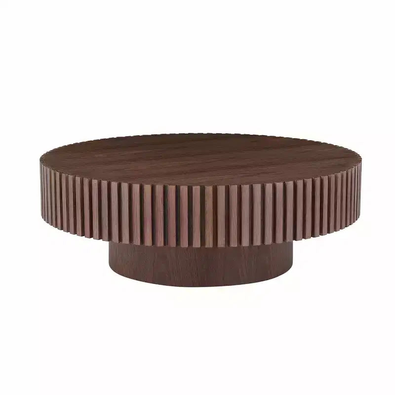 Table Basse Ronde Moderne en Bois MDF Faite à la Main, Table Tambour