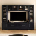102W Wall Unit Entertainment Center TV Stand Media Console; Fits 75 TVs; Fluted Glass Doors & Storage Drawers - ModernLuxe