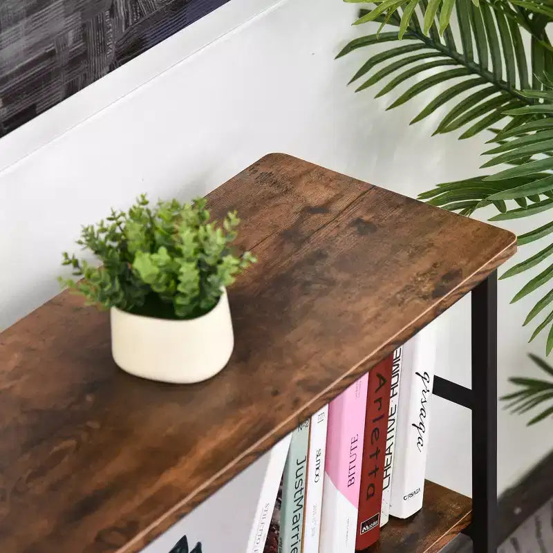 Table console à 3 niveaux Style industriel Rangement Étagère en bois et métal