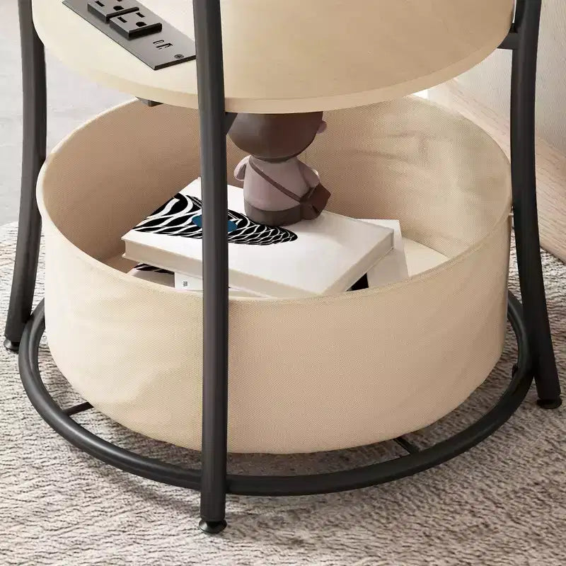 Table d'appoint ronde Table de bout à 3 niveaux avec sac de rangement en tissu
