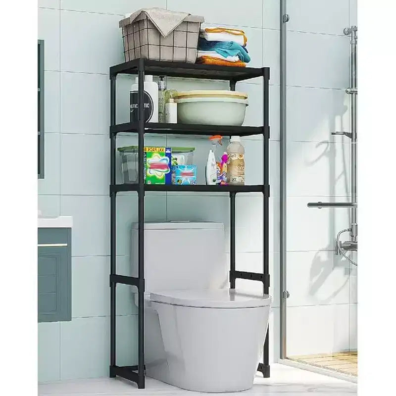 Étagère de toilettes en métal ; Meuble de rangement autoportant pour toilettes peu encombrant