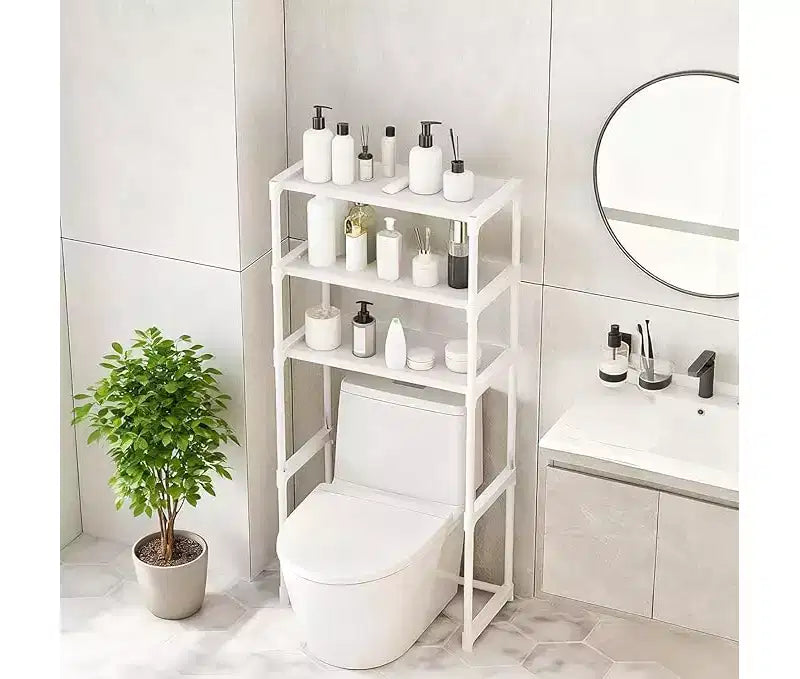 Étagère de toilettes en métal ; Meuble de rangement autoportant pour toilettes peu encombrant