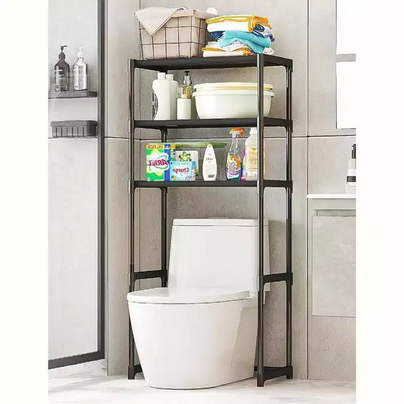 Three-Tier Metal Toilet Shelf; Freestanding Space-Saving Toilet Storage Rack; Tall Bathroom Shelf; Suitable for Toilets Bathrooms; Laundry Rooms