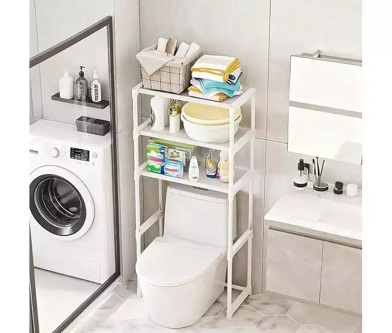 Étagère de toilettes en métal ; Meuble de rangement autoportant pour toilettes peu encombrant