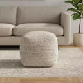 Pouf ottoman rayé en coton, laine et jute