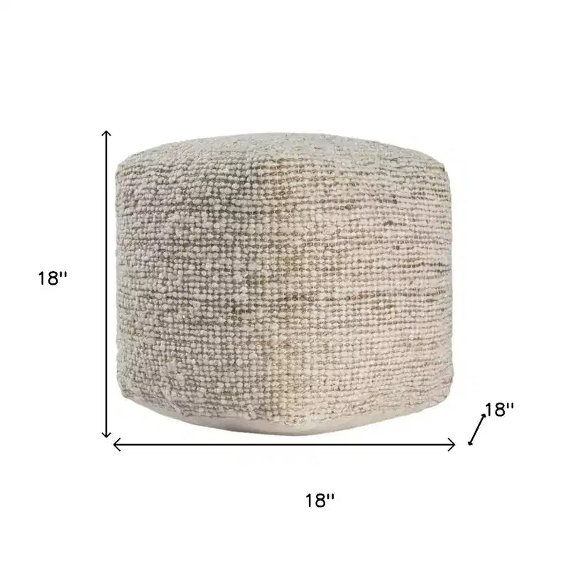 Pouf ottoman rayé en coton, laine et jute
