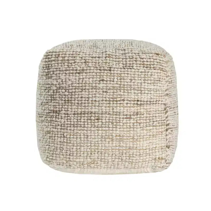 Pouf ottoman rayé en coton, laine et jute