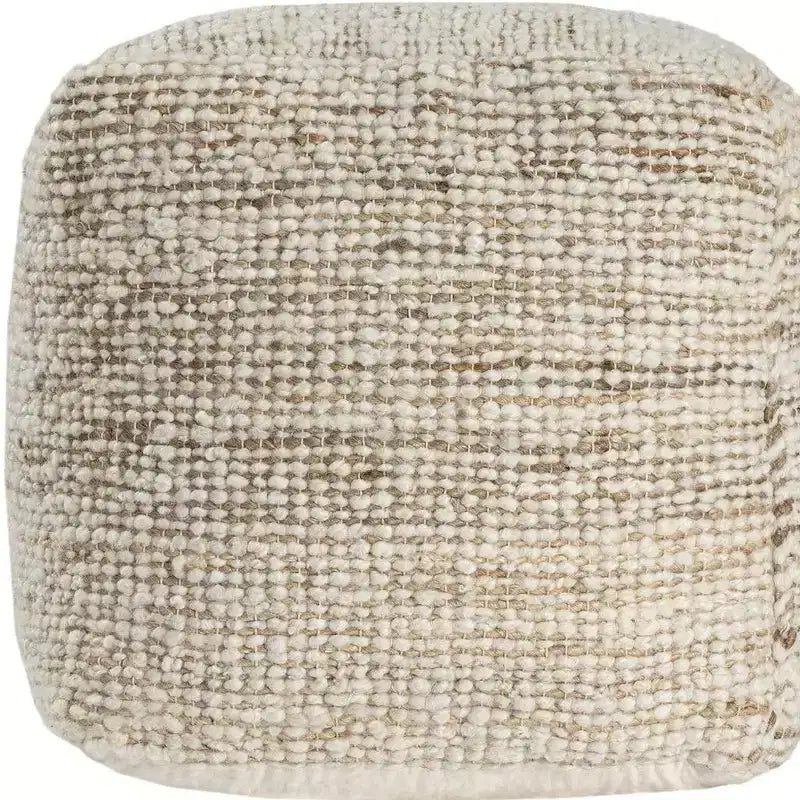 Pouf ottoman rayé en coton, laine et jute