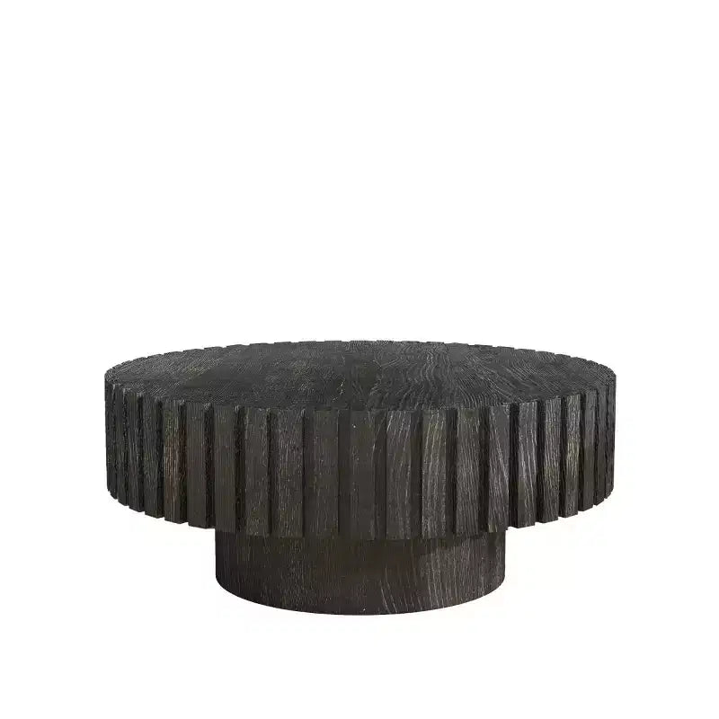 Table basse ronde moderne ; Table centrale texturée en bois