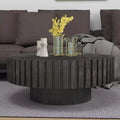 31 Modern Round Coffee Table; Wood Textured Center Table for Living Room or Apartment - Panipeachy