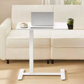 Mobile Standing Desk; 27.6 Inch Adjustable Height Table with 2 Cup Holders & Tablet Slot; Rolling Computer Desk for Bedroom Living Room; Cloud White