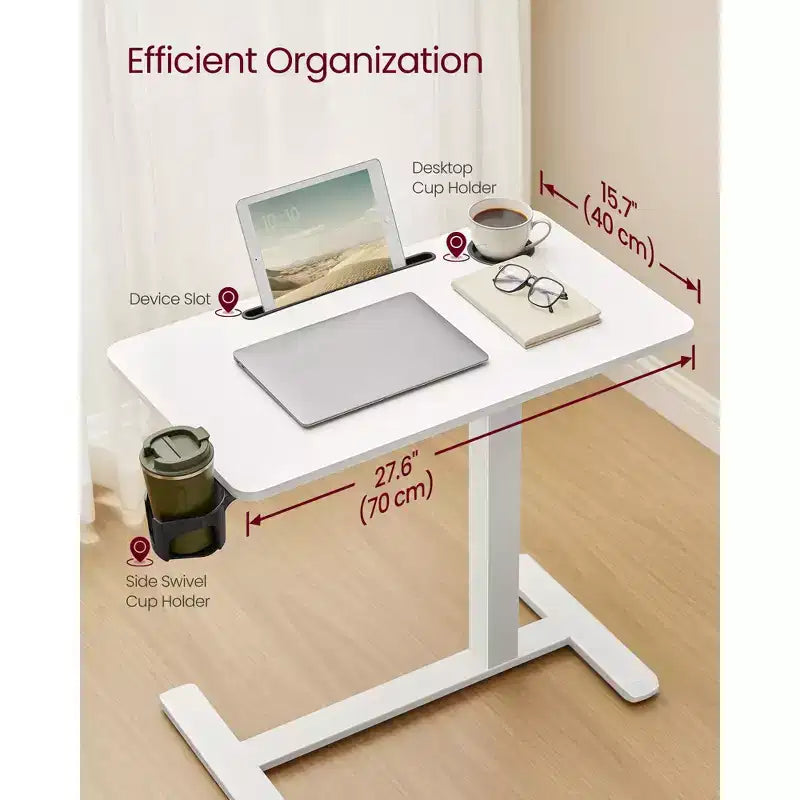 Bureau debout mobile avec 2 porte-gobelets et tablette