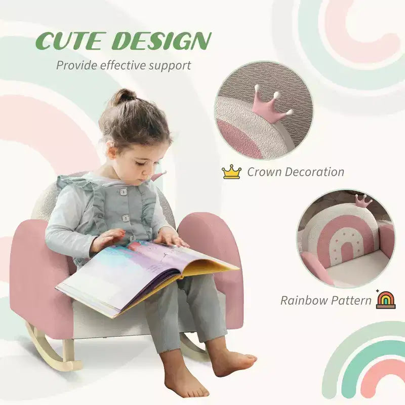 Chaise Enfant Princesse; Fauteuil à Bascule Enfant pour Chambre à Coucher