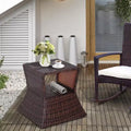 Table d'appoint d'extérieur avec trou pour parasol ; Étagère de table d'appoint en rotin à 2 niveaux
