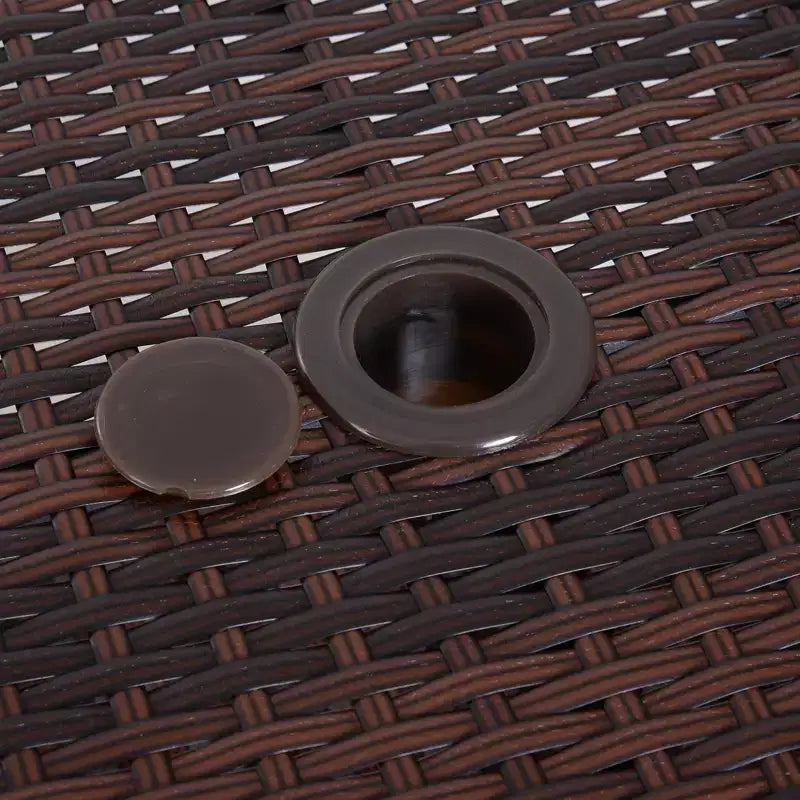 Table d'appoint d'extérieur avec trou pour parasol ; Étagère de table d'appoint en rotin à 2 niveaux