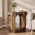 Lantine Wood End Side Table with Storage Space for Living Room; Narrow Nightstand for Bedroom; Brown