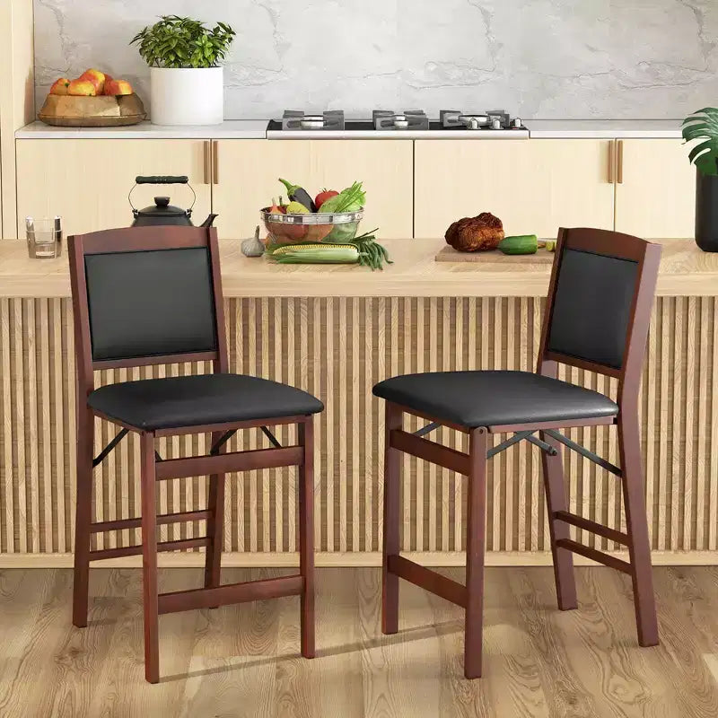 Chaises hauteur comptoir avec pieds en bois d'hévéa et assise rembourrée