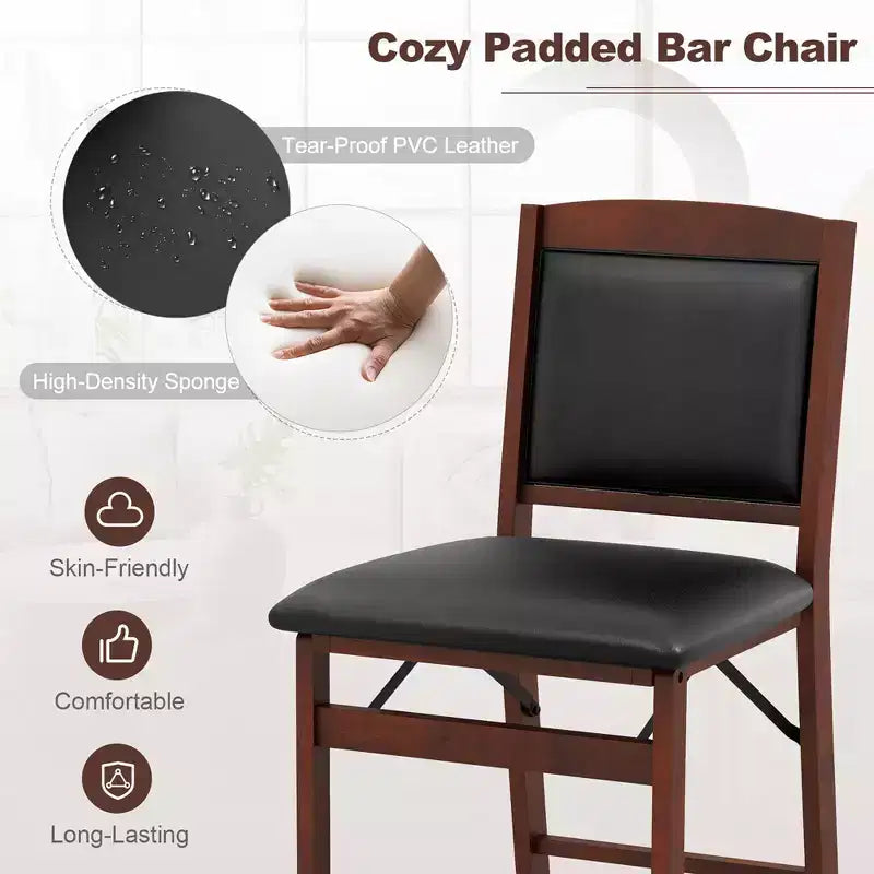 Chaises hauteur comptoir avec pieds en bois d'hévéa et assise rembourrée