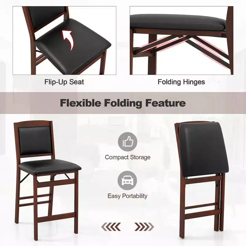 Chaises hauteur comptoir avec pieds en bois d'hévéa et assise rembourrée