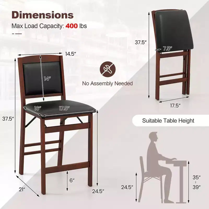 Chaises hauteur comptoir avec pieds en bois d'hévéa et assise rembourrée