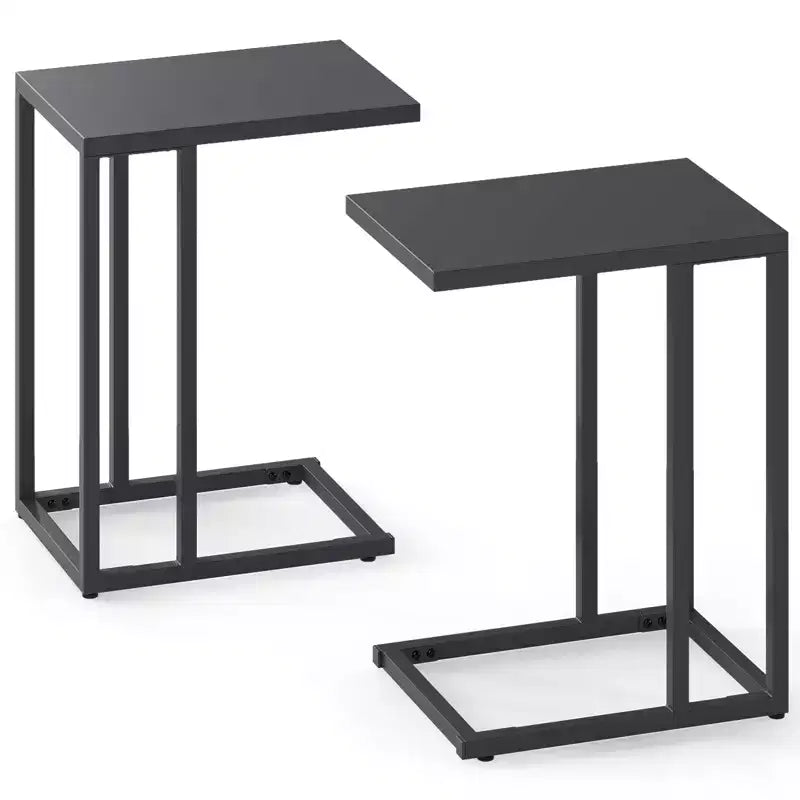Table d'appoint en forme de C avec structure en métal pour canapé