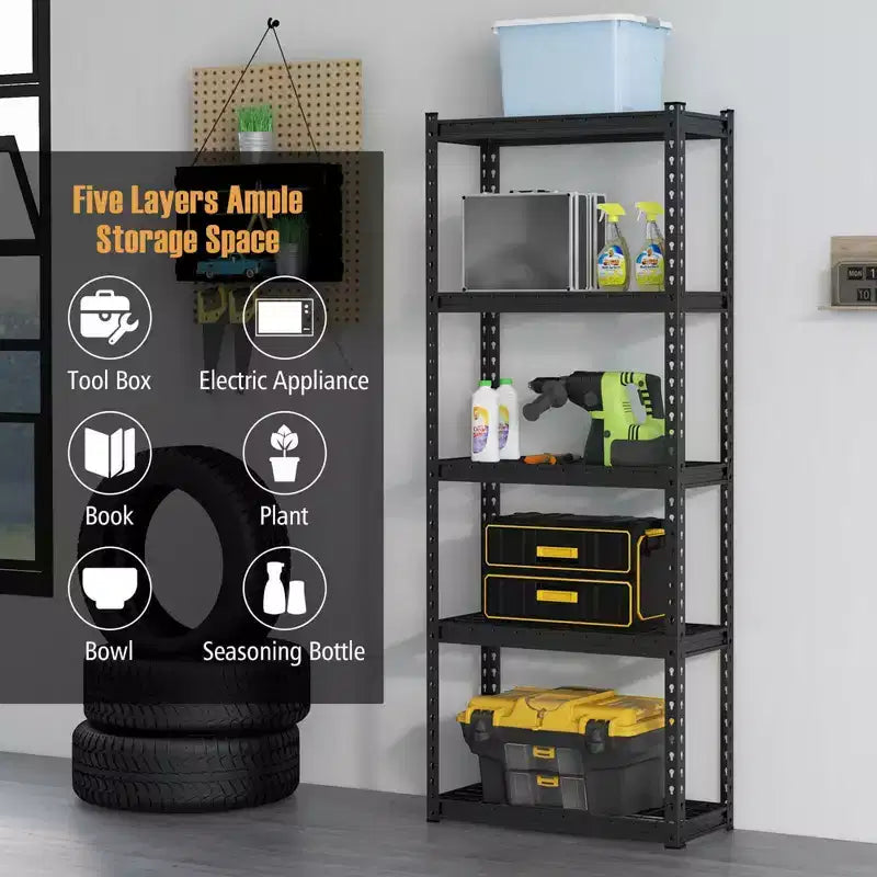 Étagère métallique à 5 niveaux, grille de rangement robuste en fil de fer