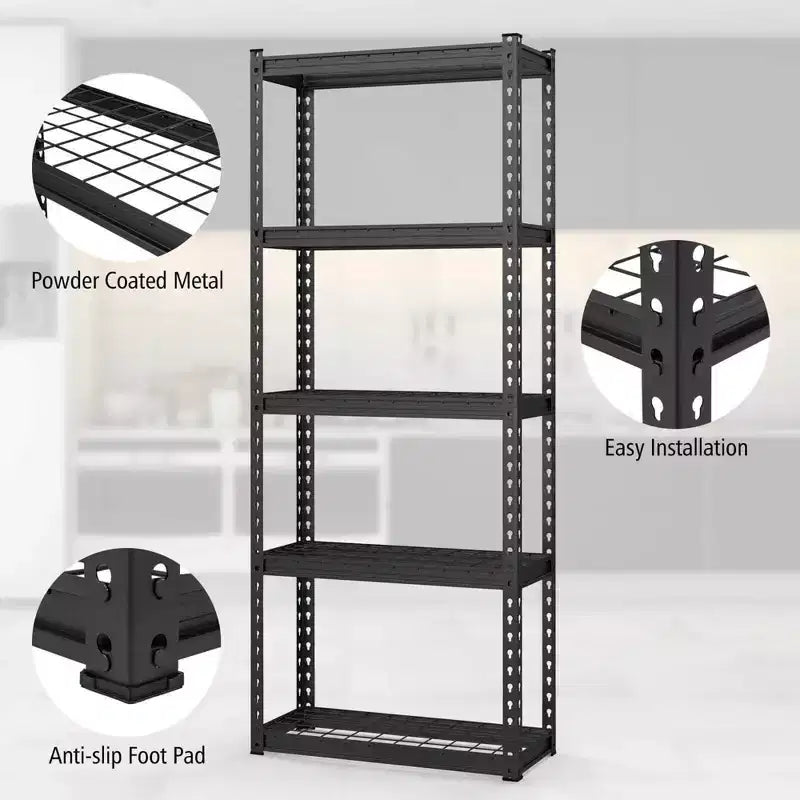 Étagère métallique à 5 niveaux, grille de rangement robuste en fil de fer