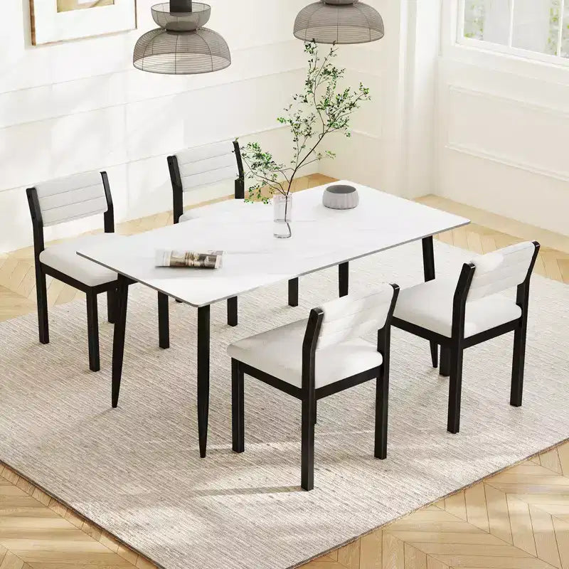 Chaises de salle à manger en similicuir sherpa, chaises de cuisine rembourrées