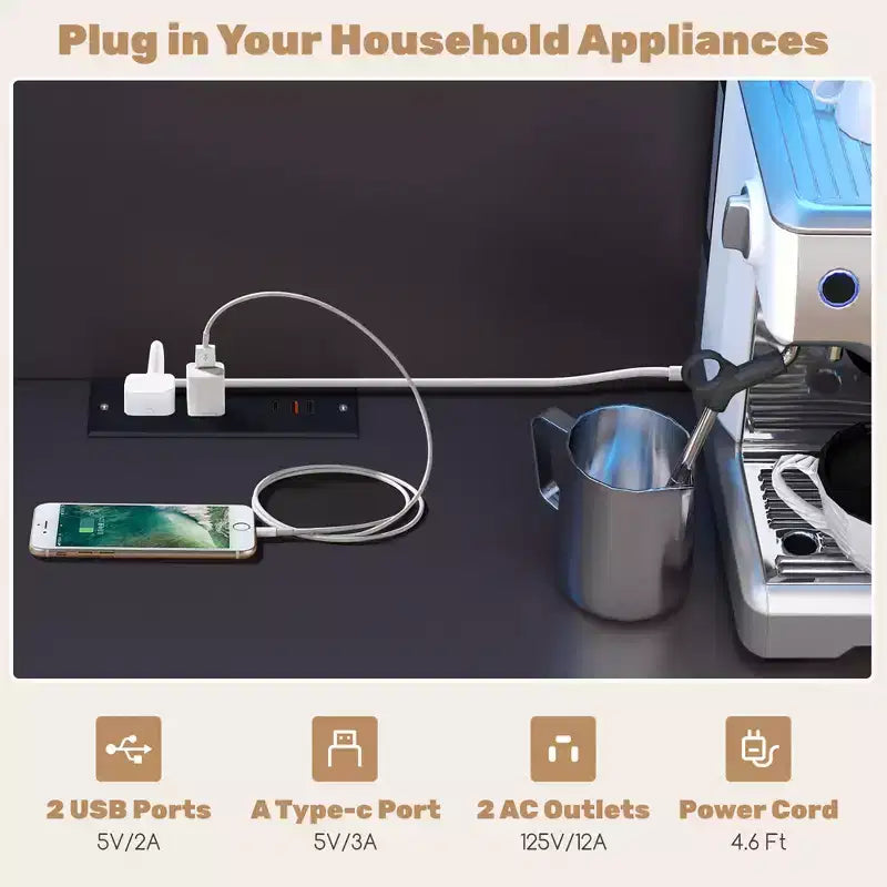 Meuble de Rangement pour Cuisine avec Éclairage LED et Prise Électrique