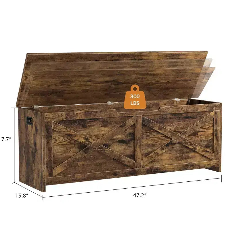 Banc de rangement en bois avec charnières de sécurité ; grand banc à chaussures