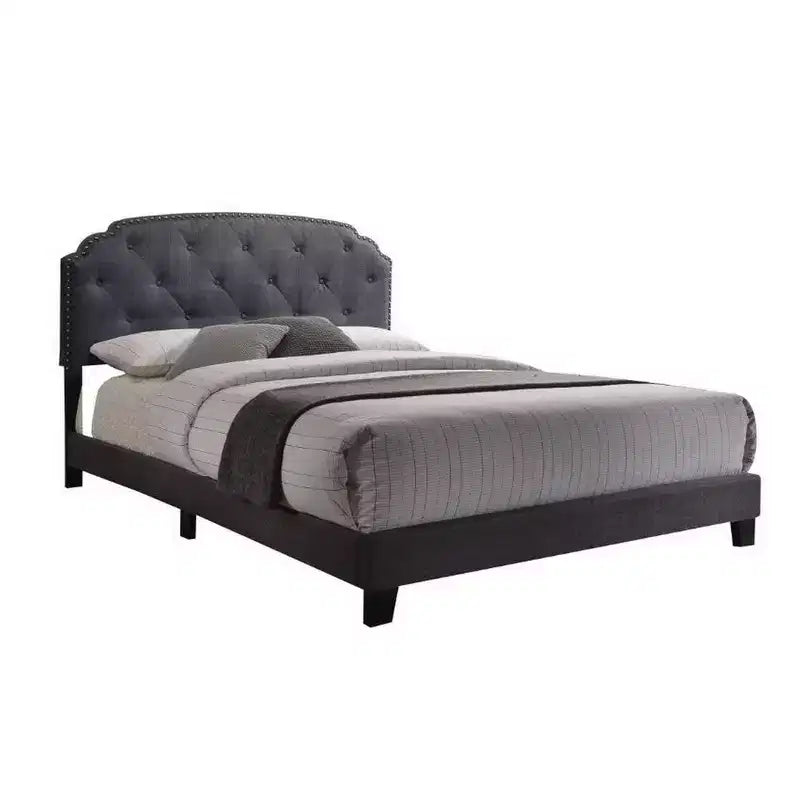 Royal Hampton Queen Bed; Gray Fabric