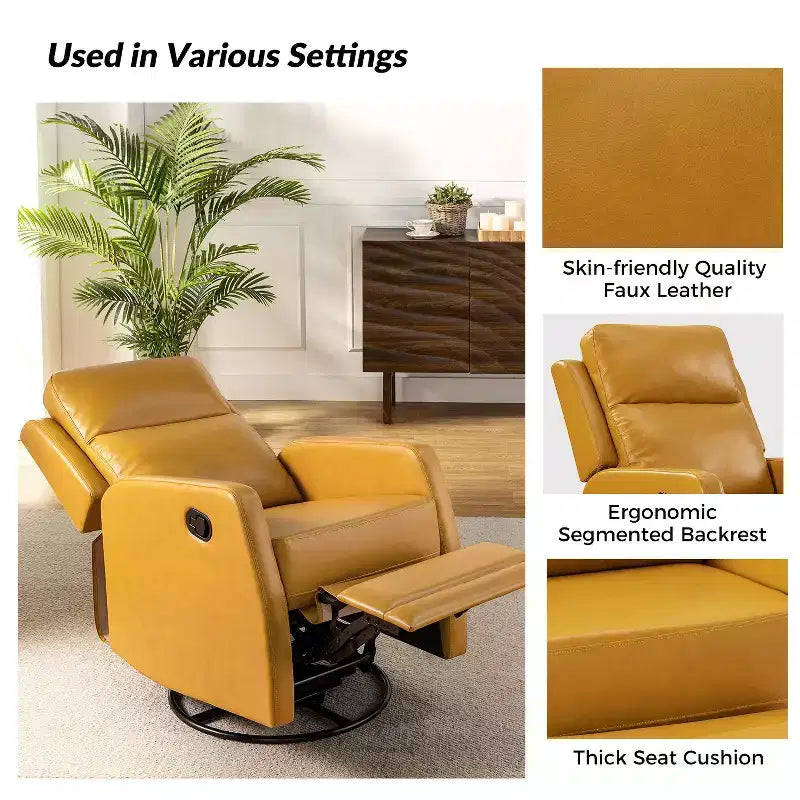 Fauteuil inclinable pivotant Coral avec base en métal