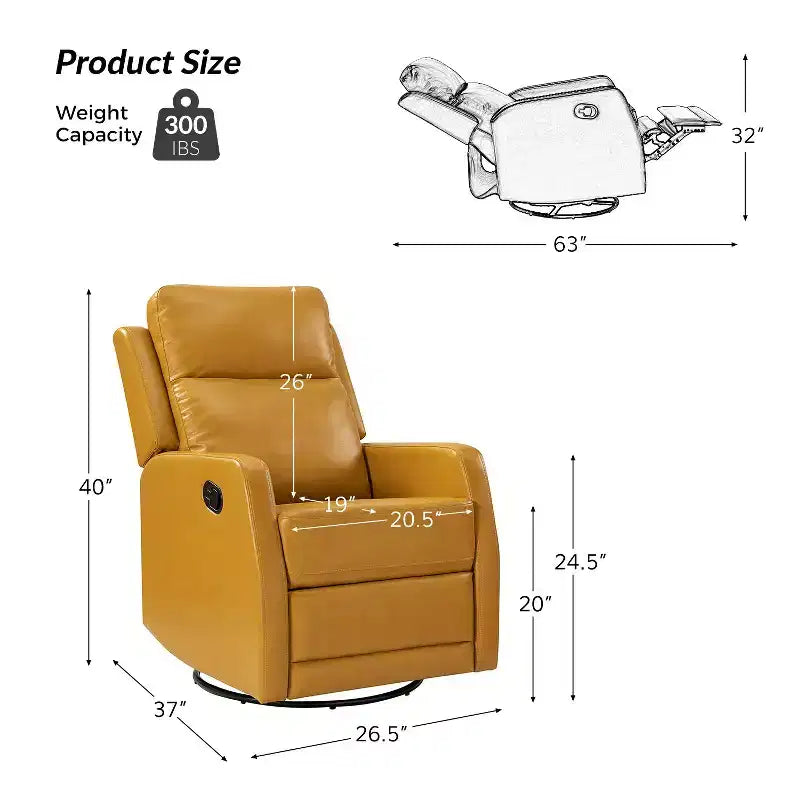 Fauteuil inclinable pivotant Coral avec base en métal