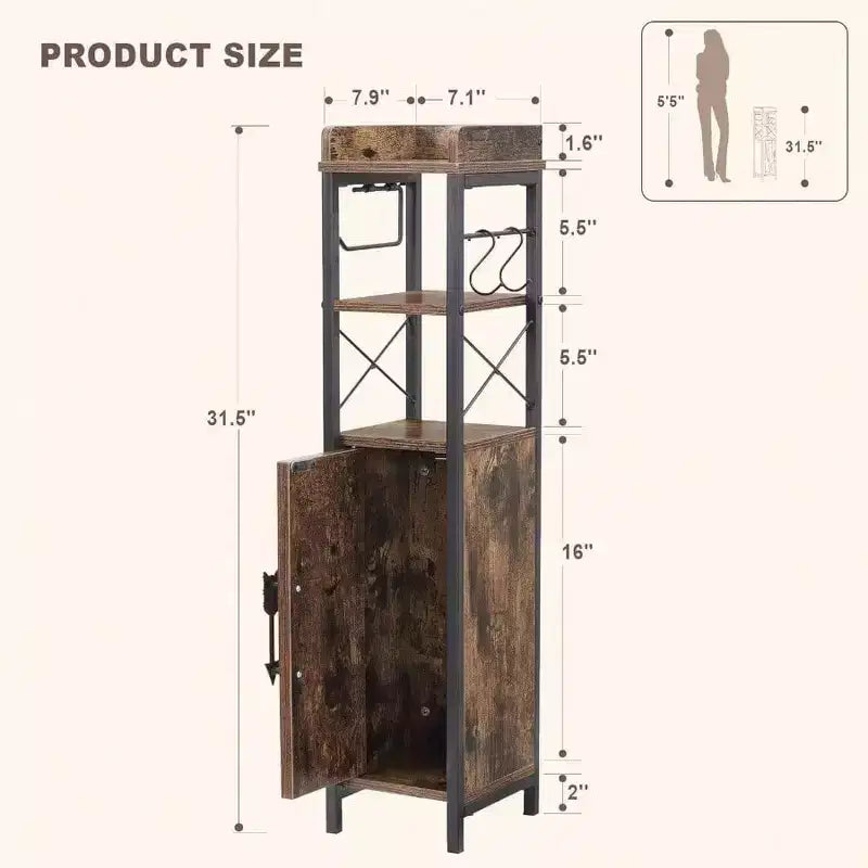 Petit meuble de salle de bain avec porte et 2 étagères ; Organisateur de rangement étroit