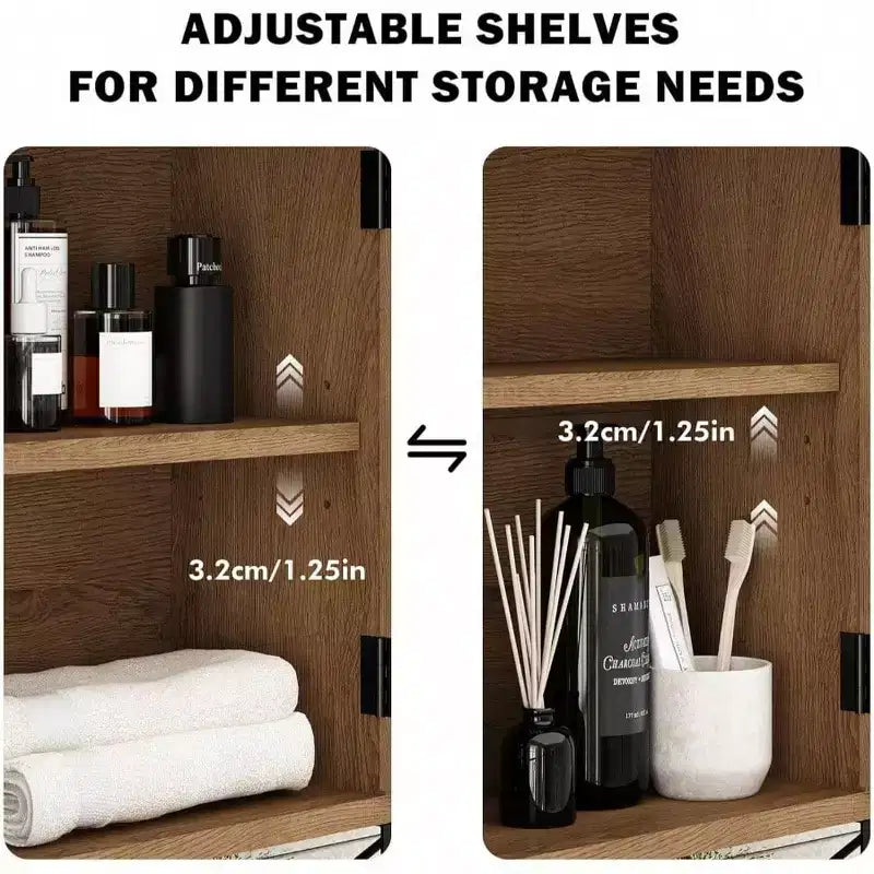 Meuble Haut de Salle de Bain en Rotin, Rangement Mural Bohème au-dessus des Toilettes avec Portes en Rotin Bombées