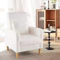 Fauteuil d'appoint avec coussin lombaire Housse en polaire Teddy Pieds en bois d'hévéa