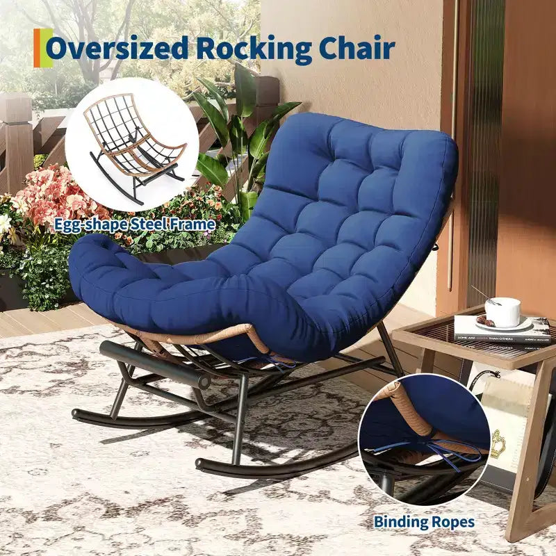 Fauteuil à bascule avec coussin et repose-pieds amovibles